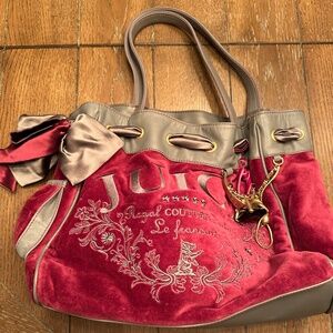 Vintage Juicy Couture velour daydreamer tote bag-Wine color